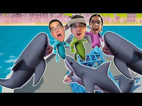 A FAMILIA TODA VIROU BONECOS DE MASSA NO BARCO DOS TUBARÕES VOADORES!! - Gang Beasts