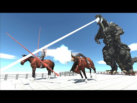 Escape From Godzilla Atomic Breath! Humans, with Commentary - Animal Revolt Battle Simulator