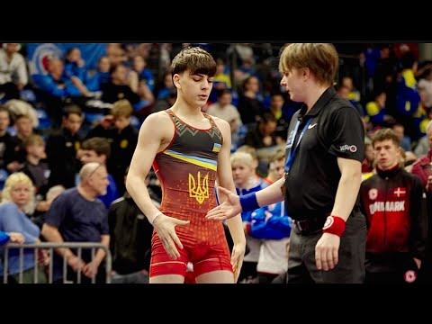 U15 Abdul Salam Dadaev (DEN) vs Nikita Gracovs (LAT) 62kg. Greco-roman boys youth wrestling. B-cam-m