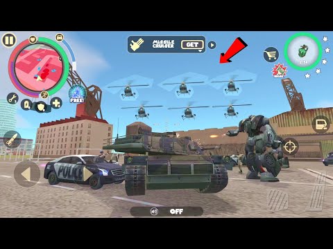 Rope Hero: Vice Town (Army Tank Blast Robot Car) Police Robot Machine Attack Army Tank on Mountain