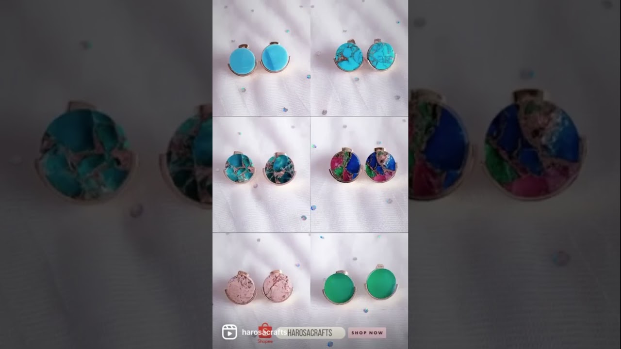 Mojave Turquoise Gemstones + Gold Plated Ear Stud | Harosacrafts