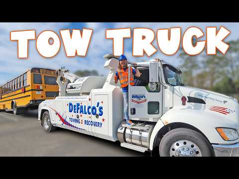 Towing a School Bus! Handyman Hal Tow Truck Training