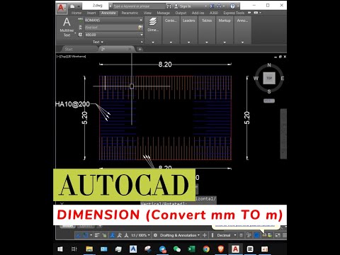 How to convert dimension from millimeter to meter in AutoCAD