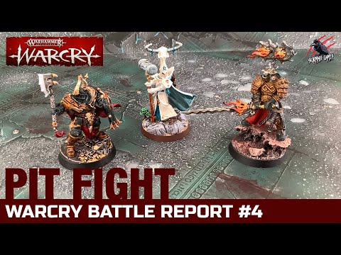 WARCRY BATTLE REPORT #4 - PIT FIGHT - Scions of the Flame, Lumineth, Slaves to Darkness - Warhammer
