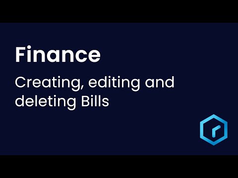 Tutorial - Finance: Creating, editing and deleting Bills