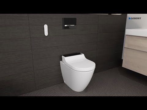 Slide 3 - Geberit AquaClean Tuma Comfort Back To Wall Pan with Brushed Stainless Steel Cover (video)