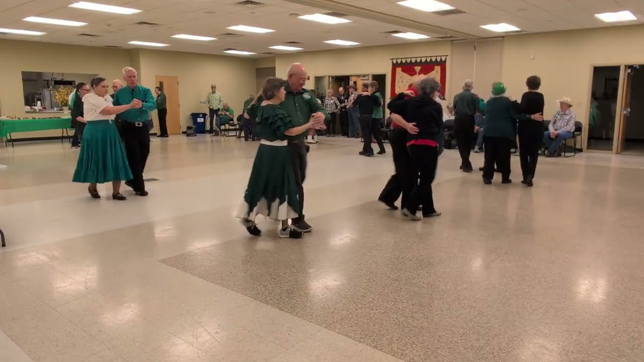 Round dancing with Gerry Tevlin cueing at West County Spinners Square Dance Club in Creve Coeur, MO.
