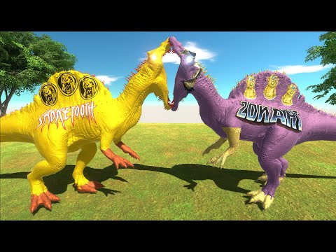 SABRETOOTH SPINOSAURUS FOREST DEATH RUN - Animal Revolt Battle Simulator