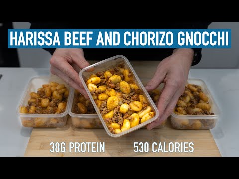 High Protein  Harissa Beef & Chorizo Gnocchi Meal Prep: Easy Recipe