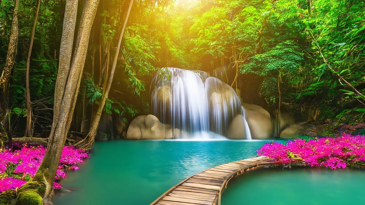 baby sleep music with nature sounds, waterfall sounds - healing sleep music - water & Bird sounds