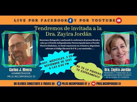 Video en FB Analizando alianza entre el partido PIP y partido MVC con la Dra. Zayira Jordan Nov-2-22