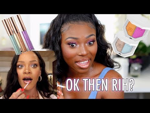 TRYING NEW FENTY MAKEUP! BEACH PLEASE AND I LET RIHANNA SHOW ME HOW TO DO IT!