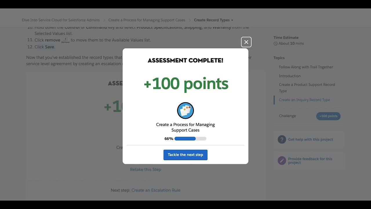 Create Record Types | Create a Process for Managing Support Cases | Salesforce | Project