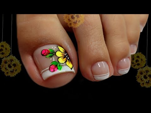 uñas DECORADAS CON FLOR AMARILLA  FÁCIL 🌼 /arte en uñas 💅