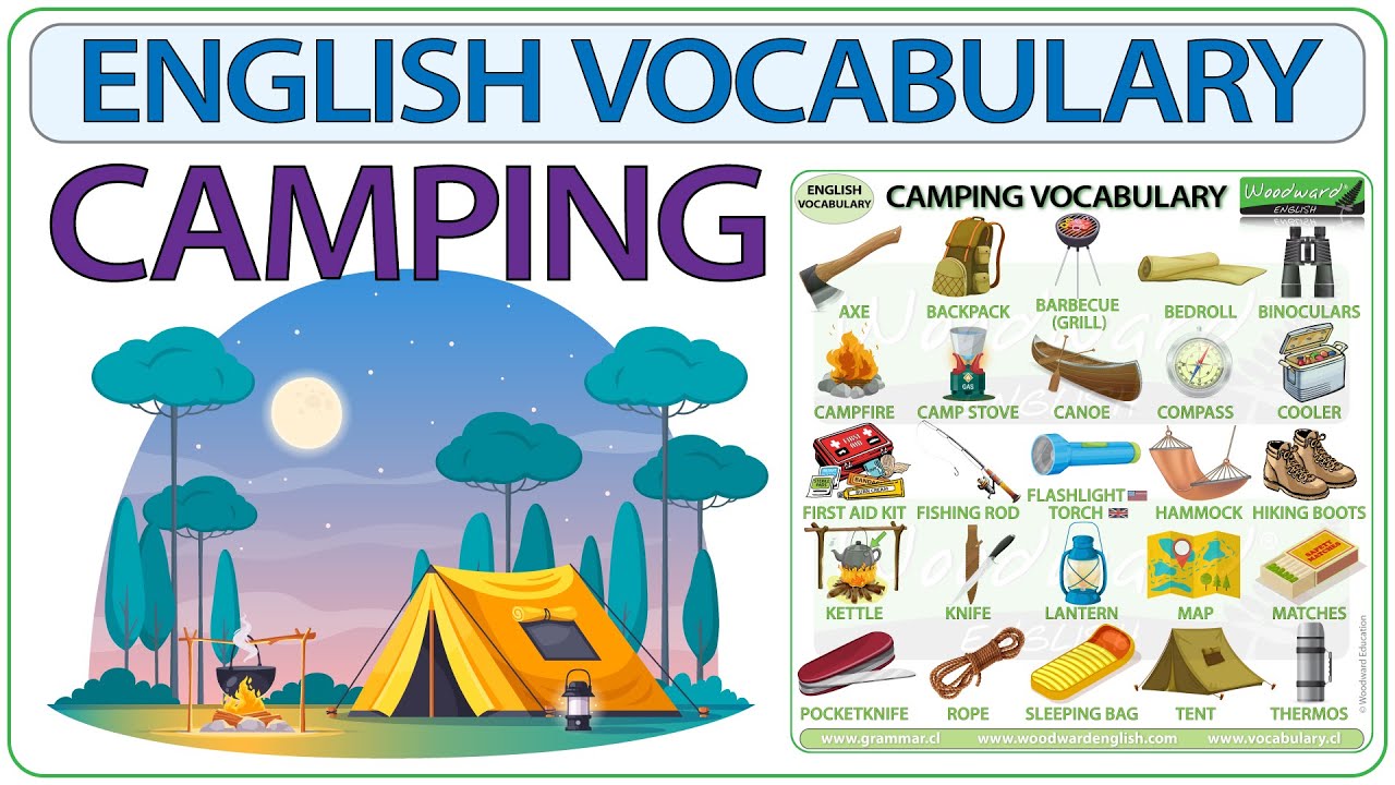 Camping Vocabulary in English - Learn camping words with pictures - Camping Equipment