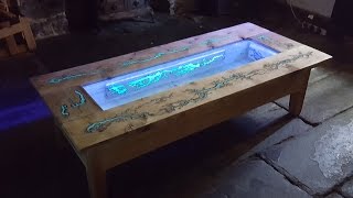 DIY Pallet Coffee Table - Glow in the dark wood projects with Lichtenberg Figure