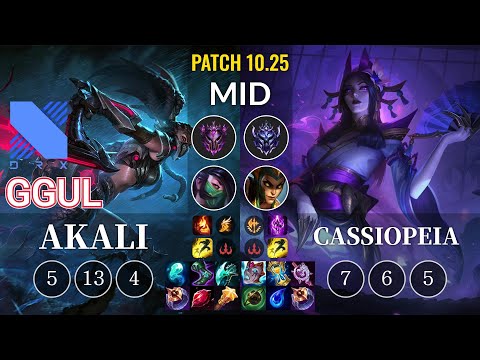 DRX.A Ggul Akali vs Cassiopeia Mid - KR Patch 10.25