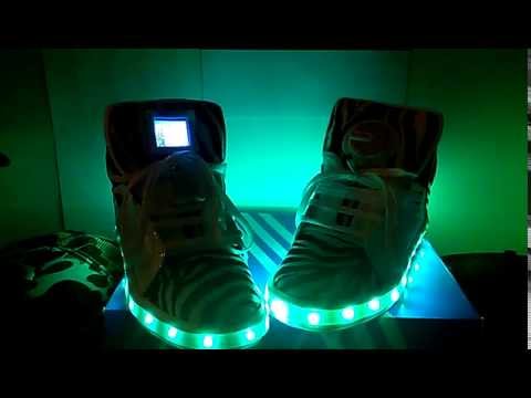 Shoes with ipod , speakers, and lights