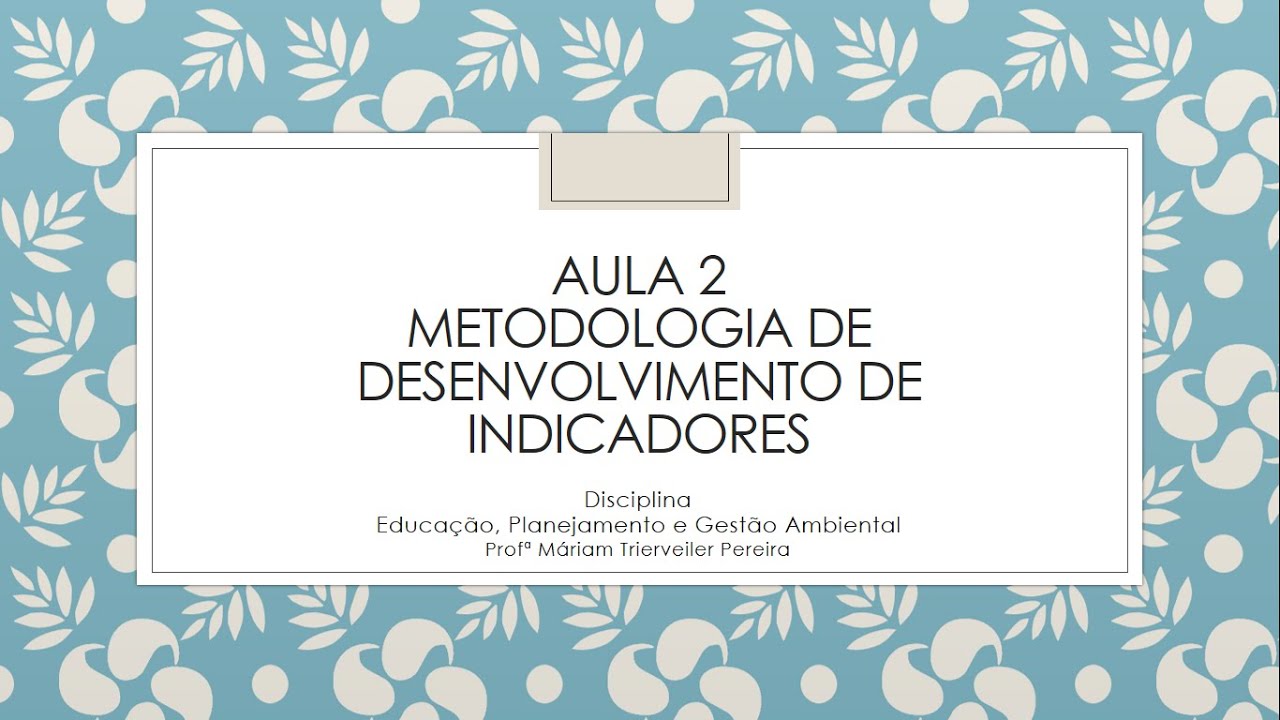 Aula 2 - Metodologia de Desenvolvimento de Indicadores