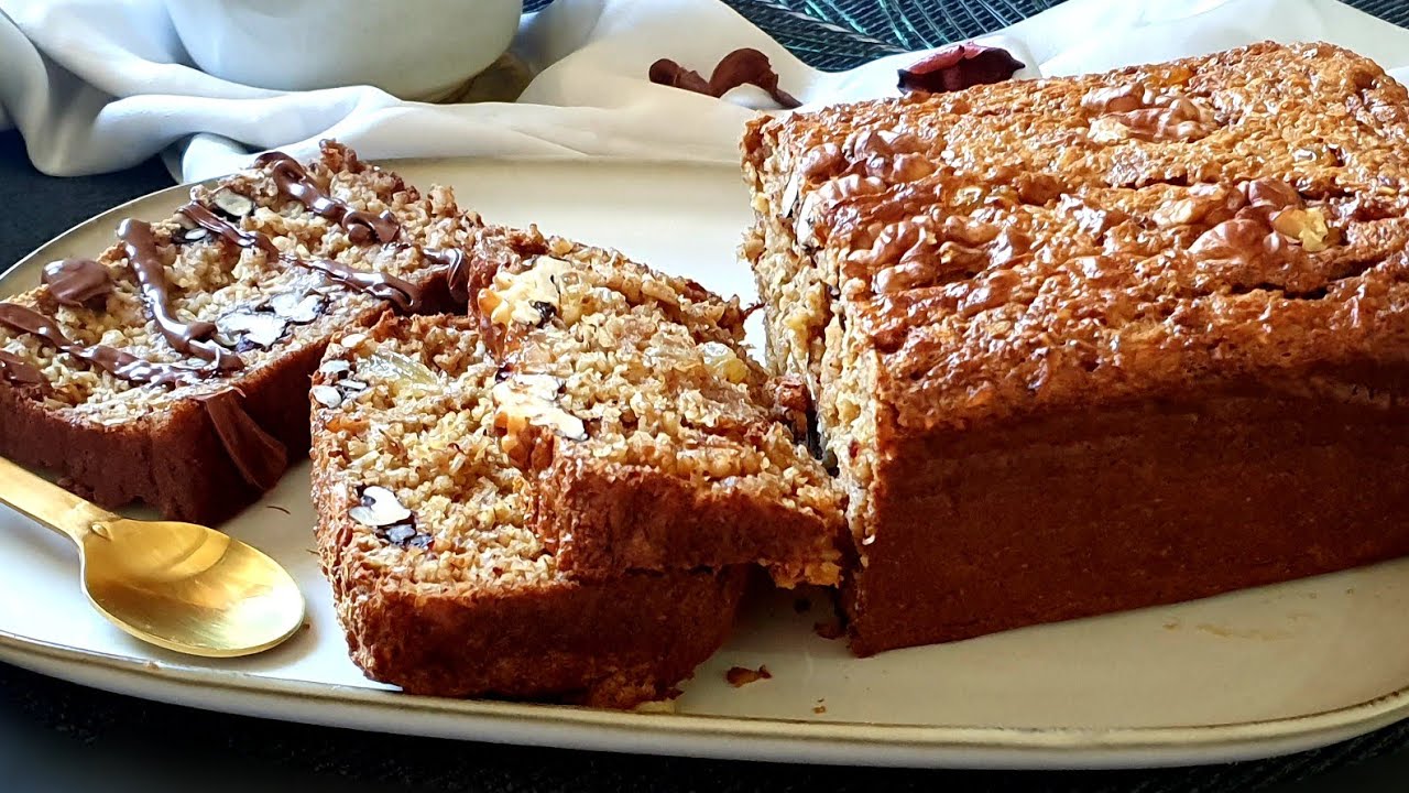 Pain de flocons d'avoine et 2 bananes... خبز برقائق الشوفان صحي و بمذاق لذيييذ