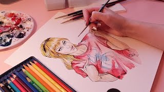 Painting Gwen Stacy w/ Watercolours (ASMR calmly spoken + art sounds)