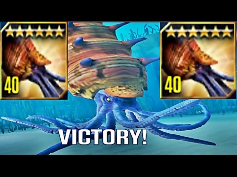 GIANT ORTHOCONE MAX LEVEL 40 - NEW Aquatic Dino - Jurassic World The Game: Gameplay 2016