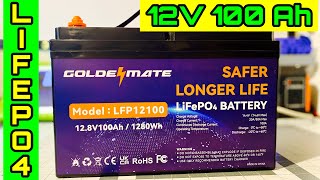 Goldenmate 12v 100Ah LifePo4 / charge drone batts!! / Run the AC!! / Run the fridge!!