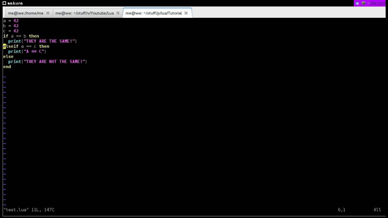 Lua Tutorial part 2 : If/Elseif/Else