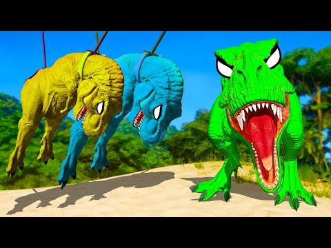 Tyrannosaurus Rex Color Pack & LVL 40 vs Team Spinosaurus - Jurassic World Evolution Dinosaurs Fight