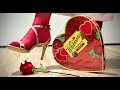 ASMR Gold Heels Chocolate CRUSH Rose Destruction Squish Smear Valentines Messy Sandals