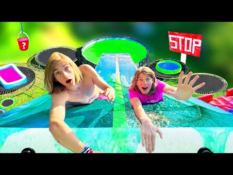 We're building a GIANT TRAMPOLINE SLIME PARK PARKOUR! (with slime POOL!)