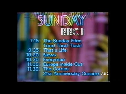 BBC1 menu's links announcer Peter Brook, trailer & News part 26th April 1981
