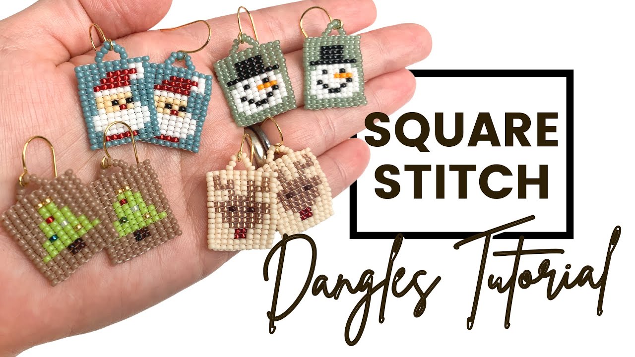 Christmas Square Stitch Dangles Tutorial - Pattern Resource - Beginner Friendly