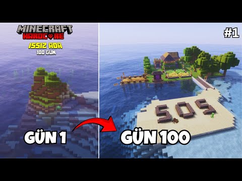 Minecraft Hardcore'da 100 Gün ISSIZ ADADA Hayatta Kalmak!