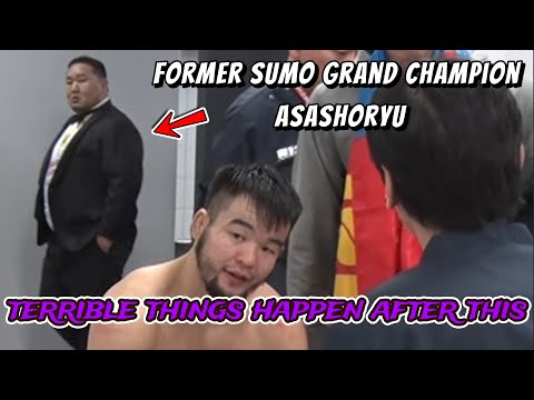 Asashoryu is frustrated by the Mongolian fighter who lost after a boring match.
