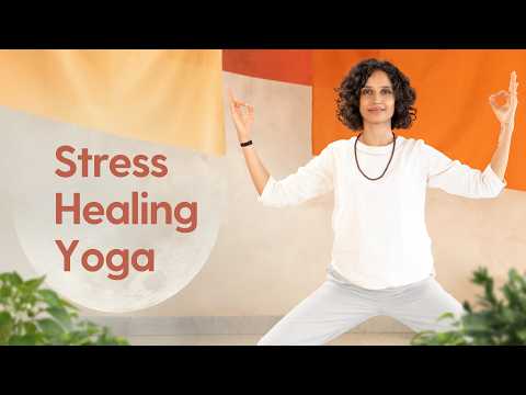 Yoga Stretch for Stress Relief | Balance Pitta Dosha | Step by Step Moon Salutation