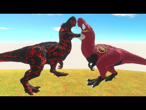 LAVA BLACK T-REX vs FLASH T-REX DEATH RUN - 🦖Animal Revolt Battle Simulator🦕