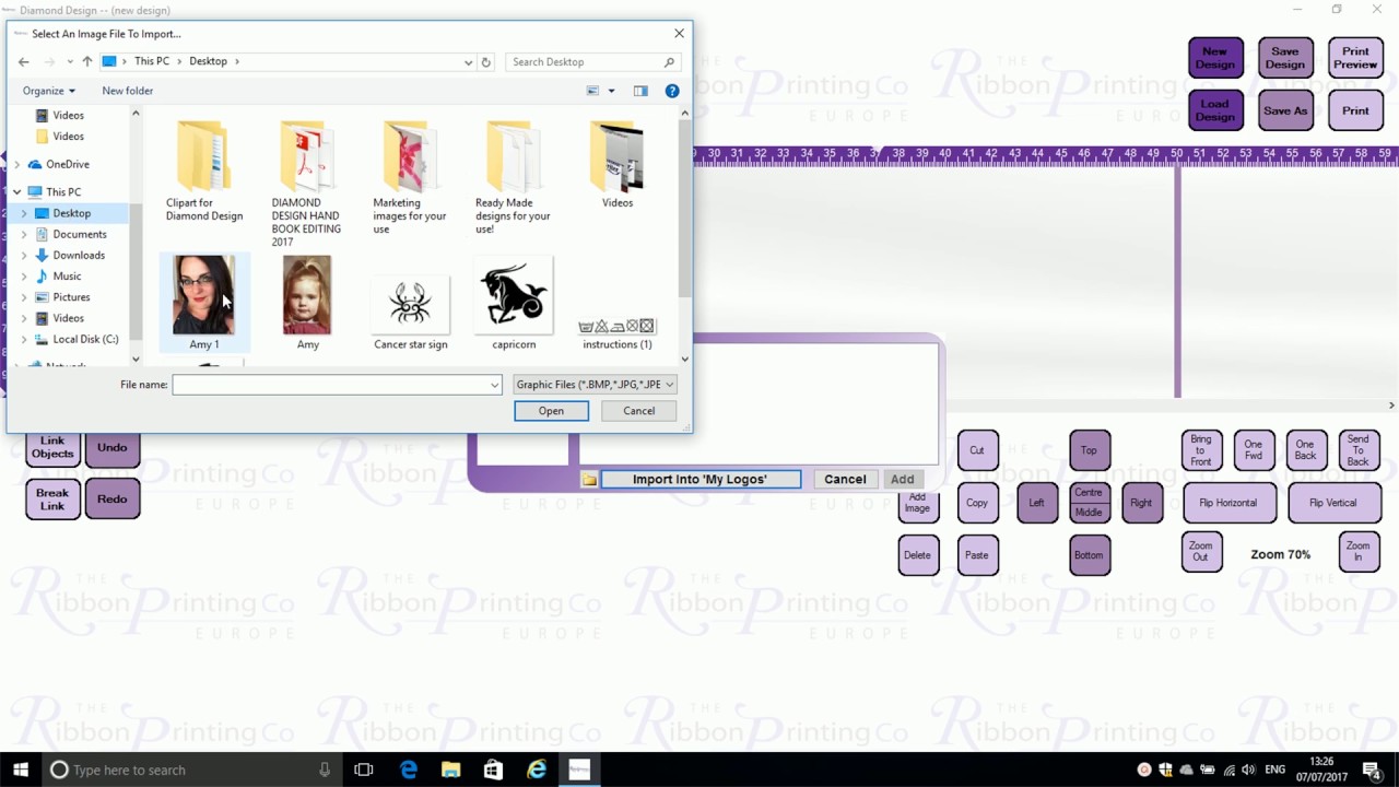Importing and Printing Images onto ribbon