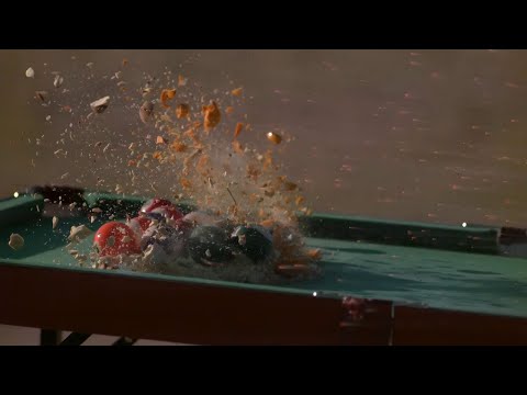 when a 400mph speed pool break with a cannon at slow motion