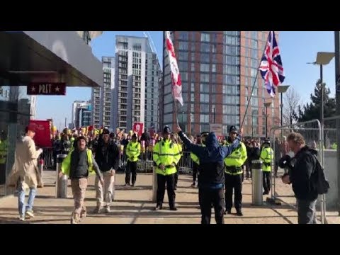 Crowds gather in support of Tommy Robinson's protest against BBC|WORLD NEWS|