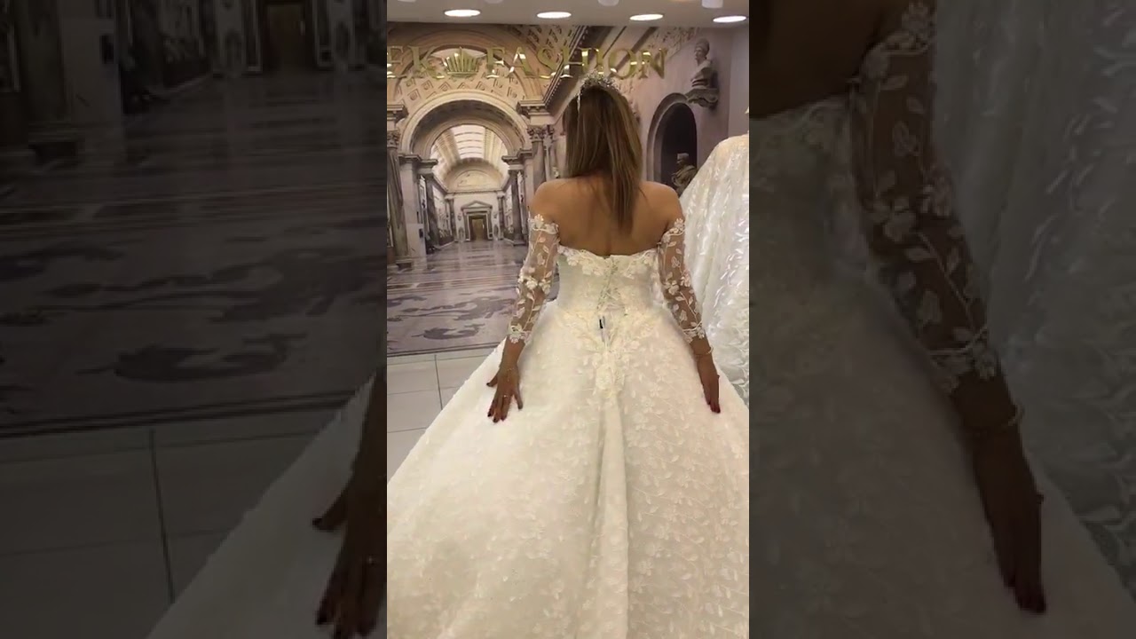 Robes de mariée avec manche en dentelle// فستان ابيض باكمام بيضاء دونتيل