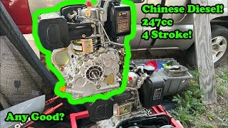 Amazon 247cc Diesel Engine Unboxing, First start, Running On vegetable Oil 5 Hp!