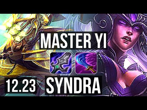 YI vs SYNDRA (MID) | 9 solo kills, 2.6M mastery, 12/1/1, 1400+ games, Legendary | KR Master | 12.23