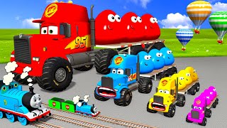 Big & Small Long Mack Truck with Pou vs Trains Thomas | BeamNG.Drive