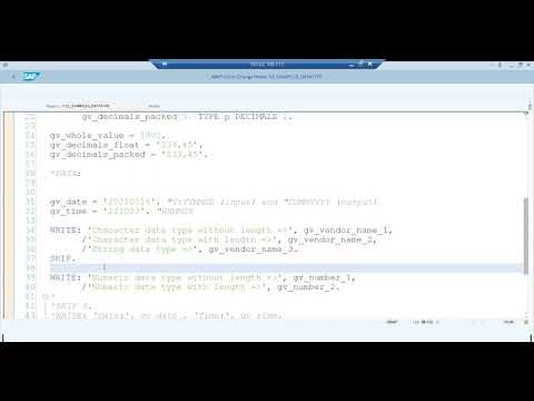 Video 5: ABAP - Data Types Examples and Additions to begin programming