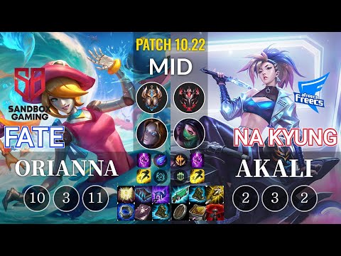 SB FATE Orianna vs AF Na Kyung Akali Mid - KR Patch 10.22