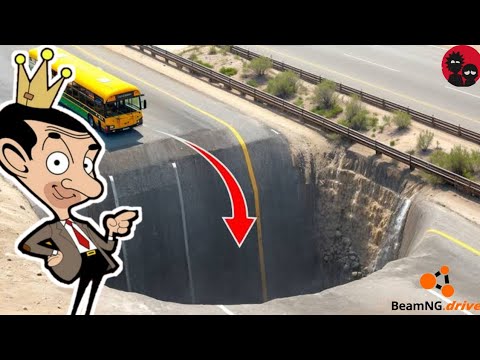 Cars vs Log Bridge x Giant pit x Ledges x Reverse Speed Bumps ▶️ BeamNG Drive.