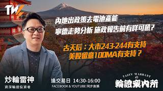 內地出政策去電池產能 寧德走勢分析 施政報告前有咩可吼? 古天后：大市243-244有支持 美股留意100MA有支持？｜雷神 Vivian｜Tasty Warrants 2026-09-15