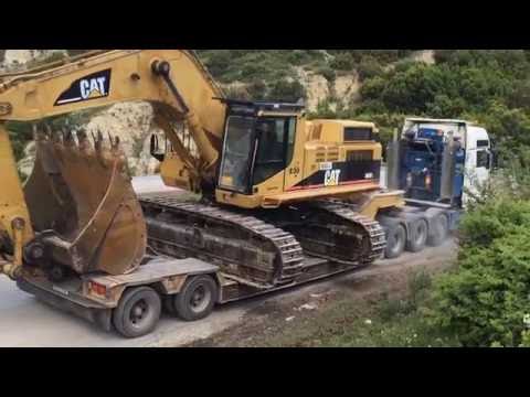 Transporting The Caterpillar 365B Excavator By Side - Fasoulas Heavy Transports