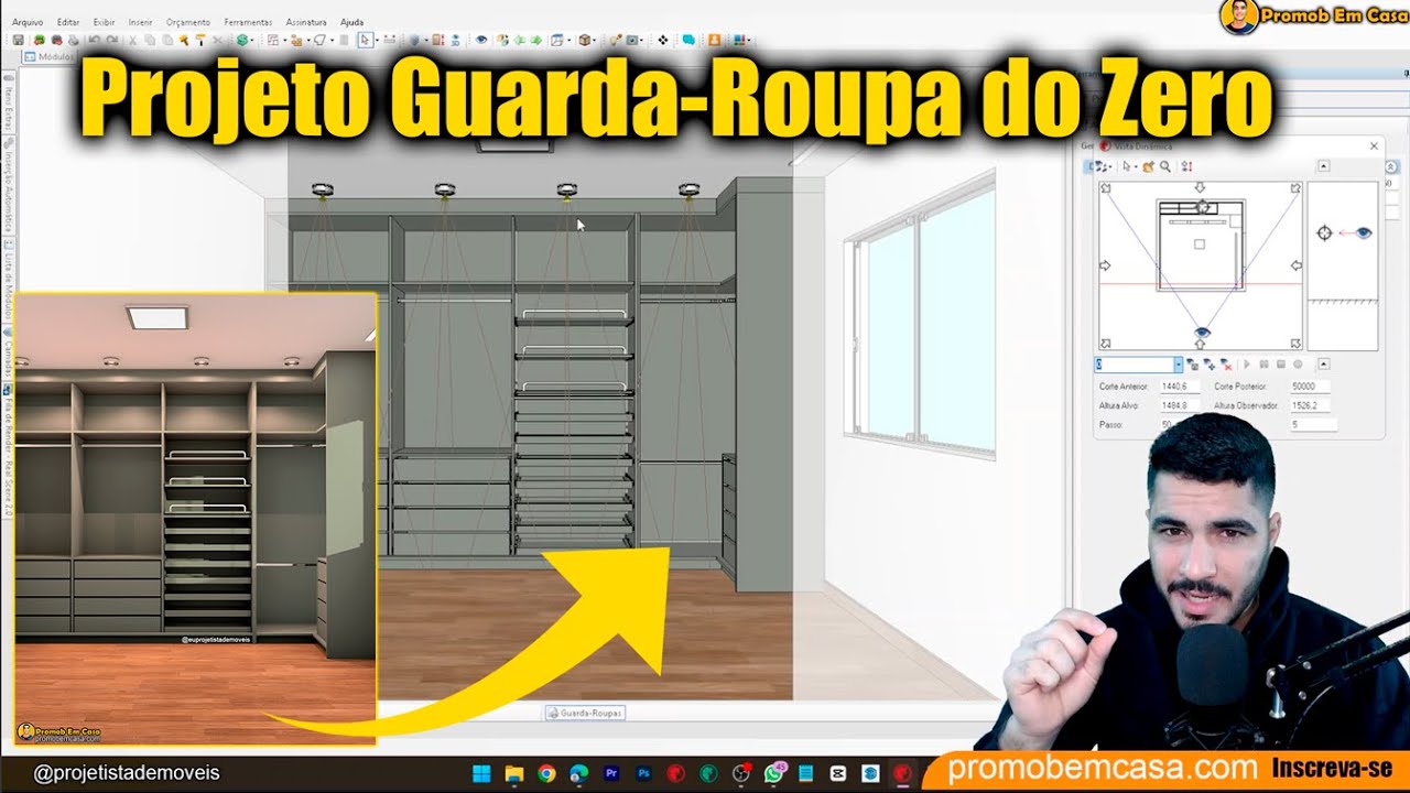 Criando um Guarda Roupas do Zero no Promob Até a Renderização Passo a Passo